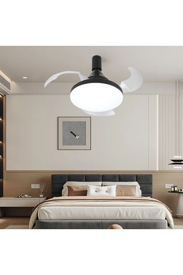 3 IŞIK RENKLİ LED IŞIKLI KATLANABİLİR HAYALET KANAT AKILLI TAVAN VANTİLATÖRÜ